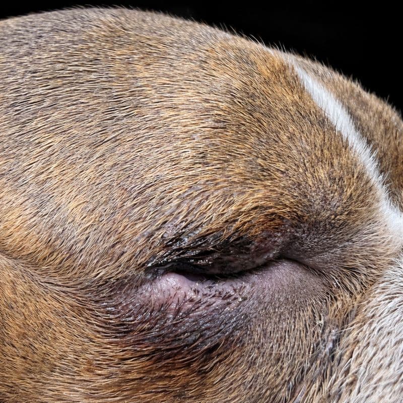 Antes - Entropión severo con ojo cerrado